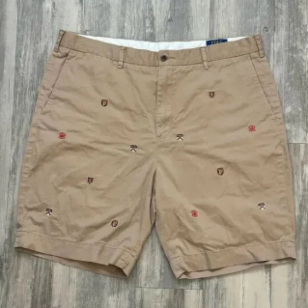 Polo Ralph Lauren Classic Fit All Over Print AOP Khaki Shorts Size 38